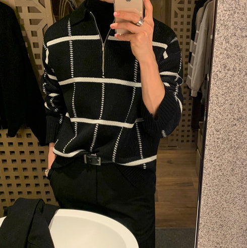 Men's Retro Lapels Knitwear Top